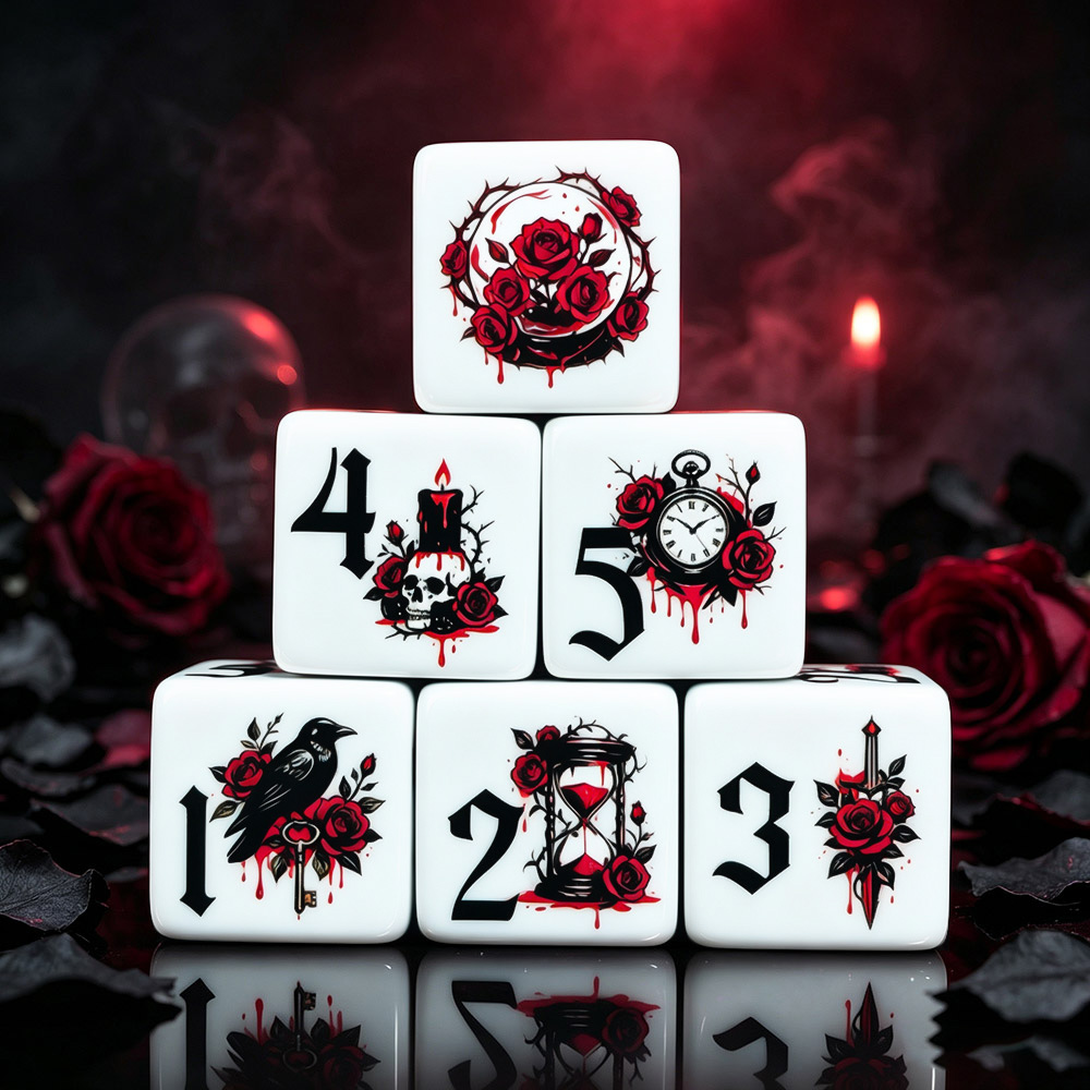 Board Game Dnd - 12 Stück Gotische Rosen 16MM Bedruckte