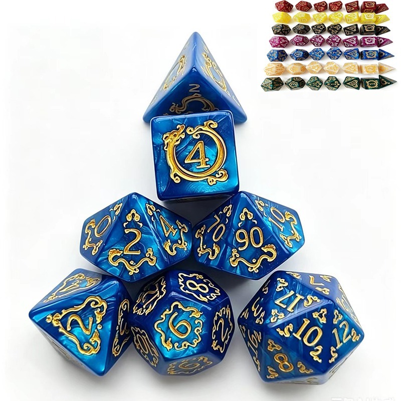 Board Game Dnd - 7-teiliges Polyedrisches DND-Würfelset mit Drachenmuster für