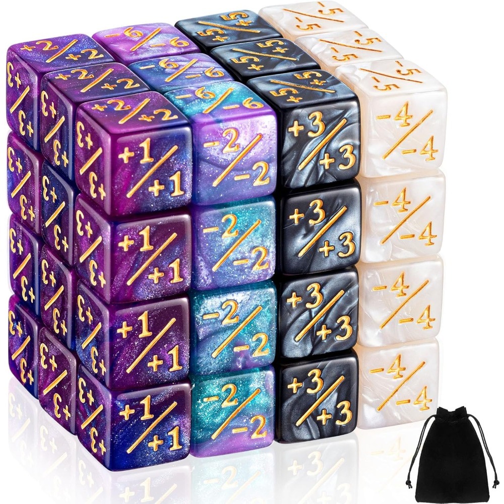 Game Token Counter - 48 Stück Zählwürfel -1/+1 Zähler Fähigkeits-
