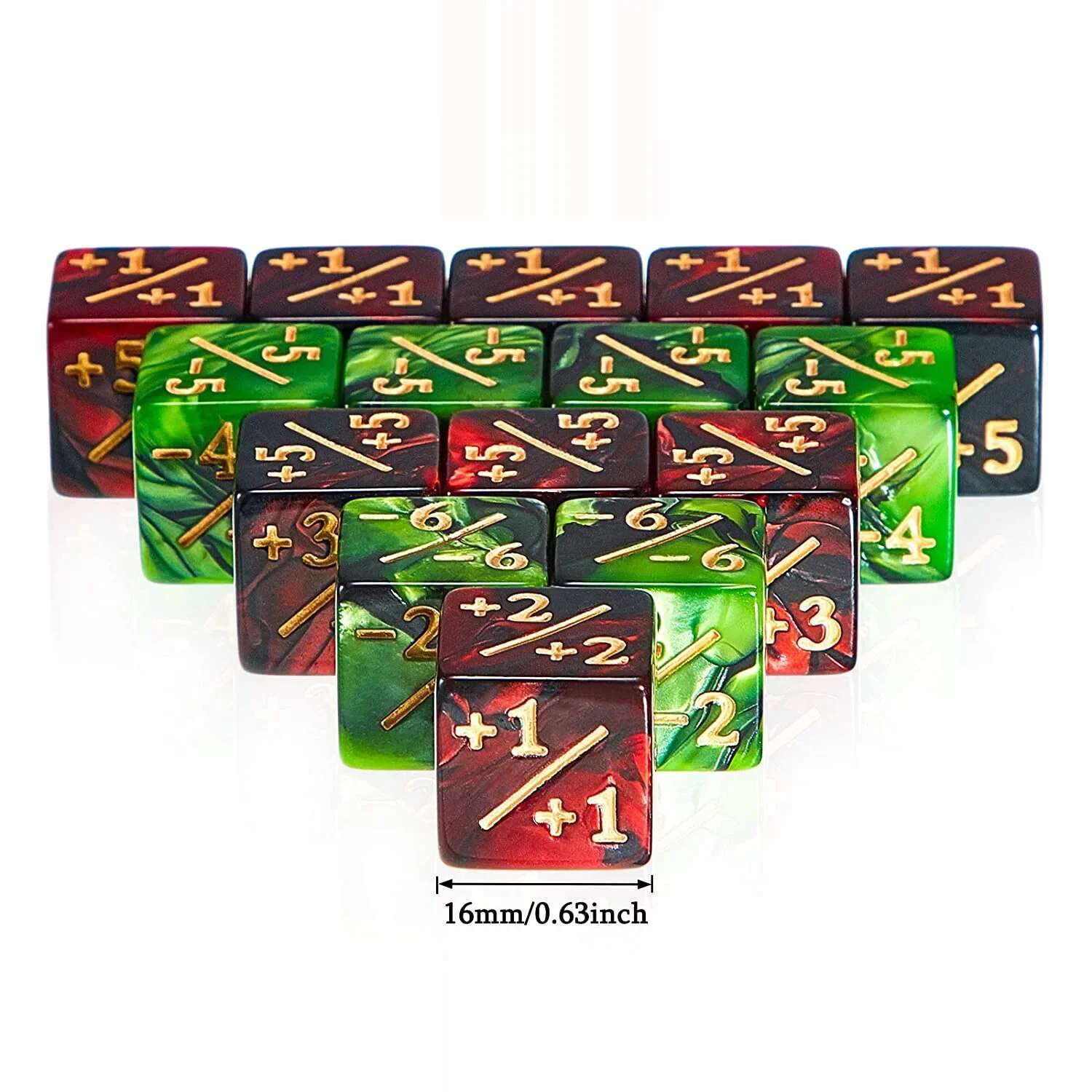 Game Token Counter - Neue 10er-Packung 16mm 6-seitige Würfelzähler +1/-1