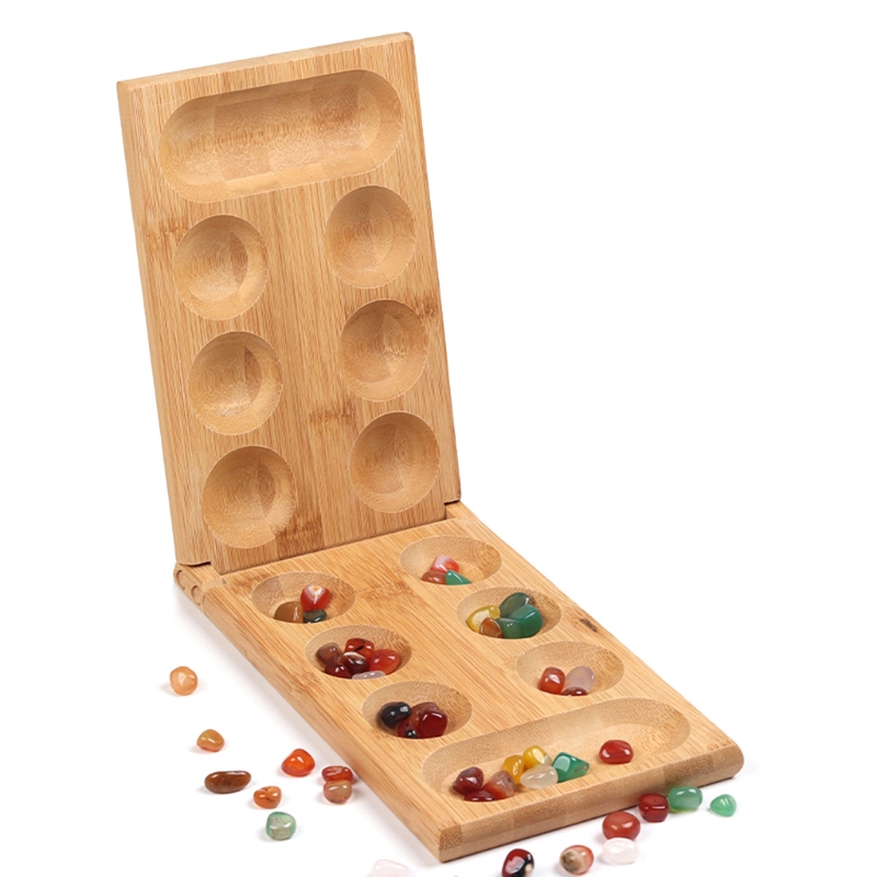 Board Game Ranking - Mancala Brettspiel mit bunten Steinen Kiesel