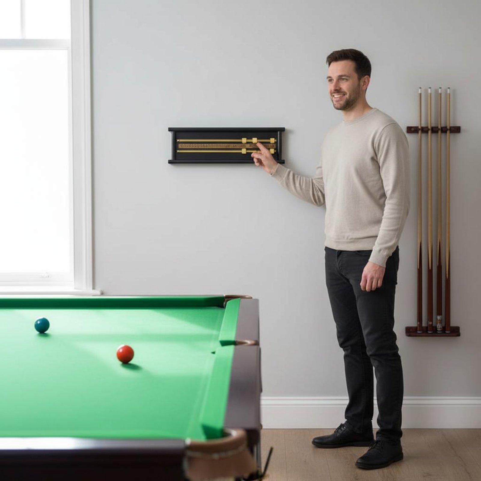 Board Game For 2 Players - Hölzerne Snooker-Punkteanzeige mit Doppelschiene, 2-Spur-Punkteboard, Billard-Punkteanzeige,