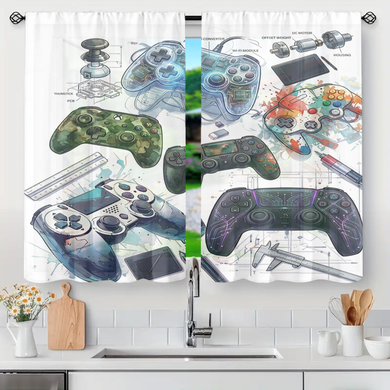 Board Game Cafe - Blueprint Game Controller Schaltplan Vorhangpaneel Gamer-Raumdekoration