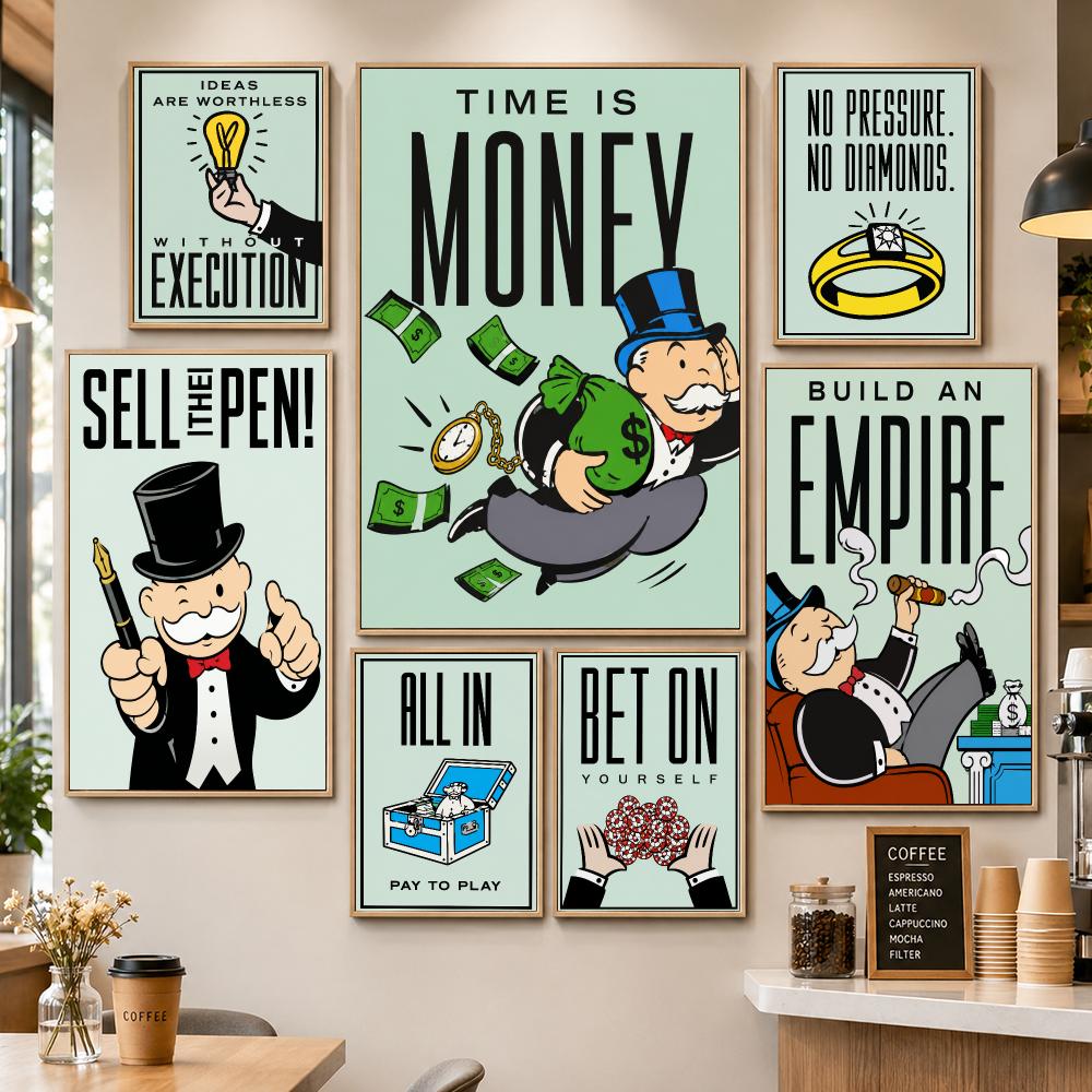 Board Game Cafe - Monopoly-Brettspiel-Poster, PP-Dekorationsposter, wasserfester Druck, Geschenk für
