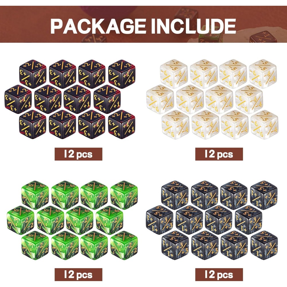 48 Stück Zählwürfel -1/+1 Zähl – Game Token Counter Bewertung und Preis