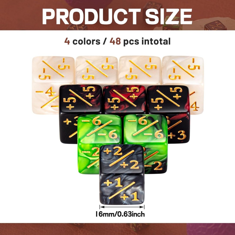 48 Stück Zählwürfel -1/+1 Zähl – Game Token Counter Bewertung und Preis