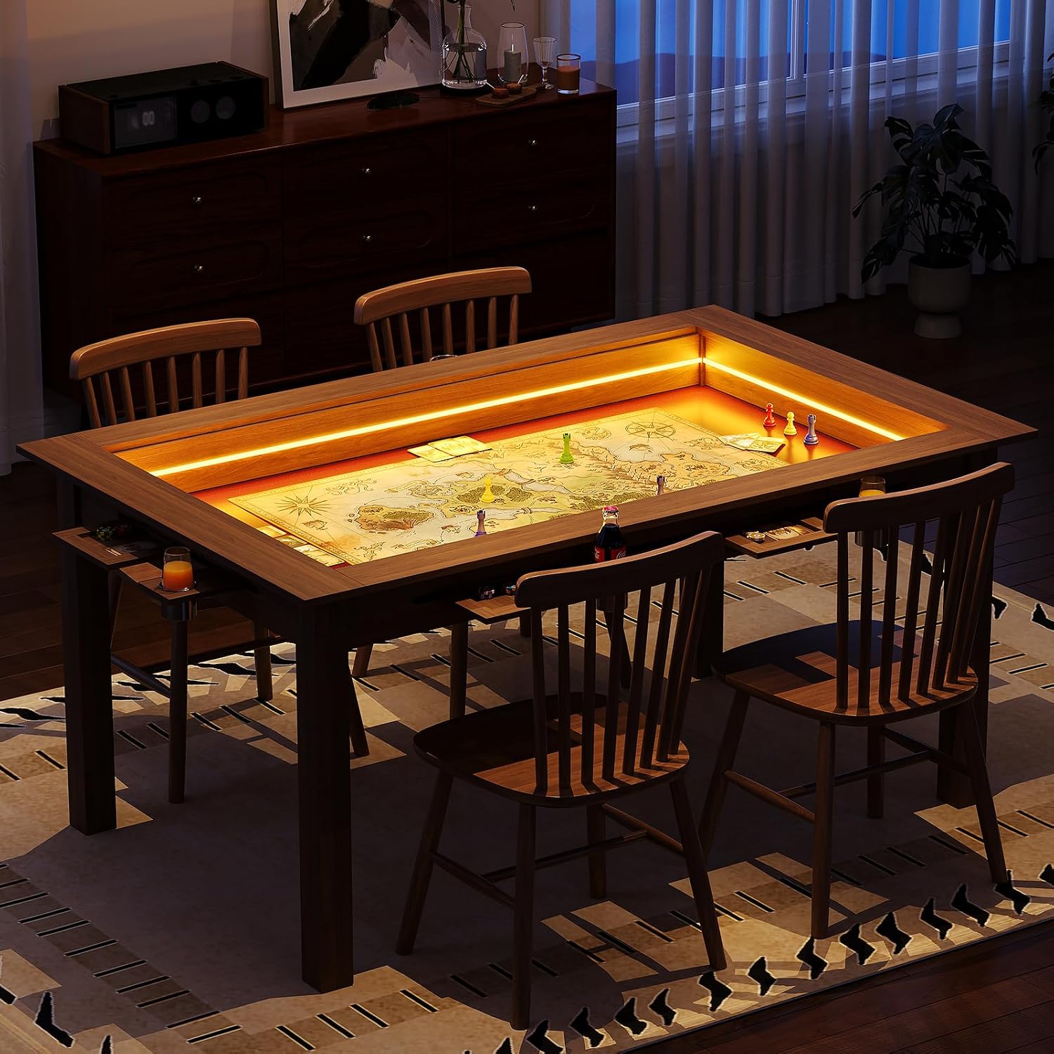 Walnuss-Brettspiel-Tisch mit R – Board Game Cafe Bewertung und Preis