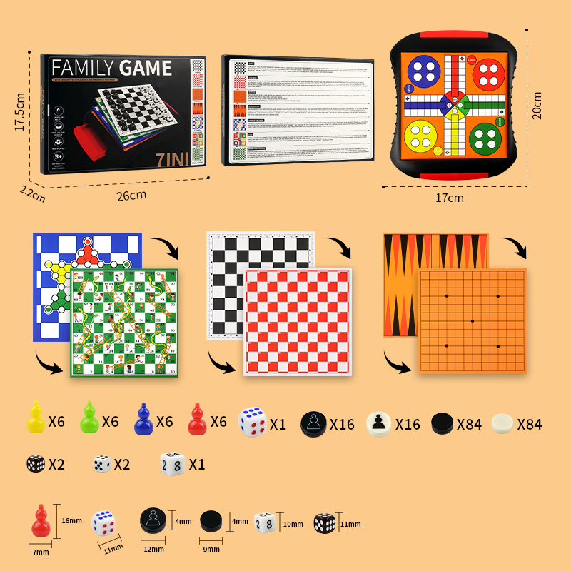 3-in-1/5-in-1/7-in-1 Brettspie – Board Game Cafe Bewertung und Preis